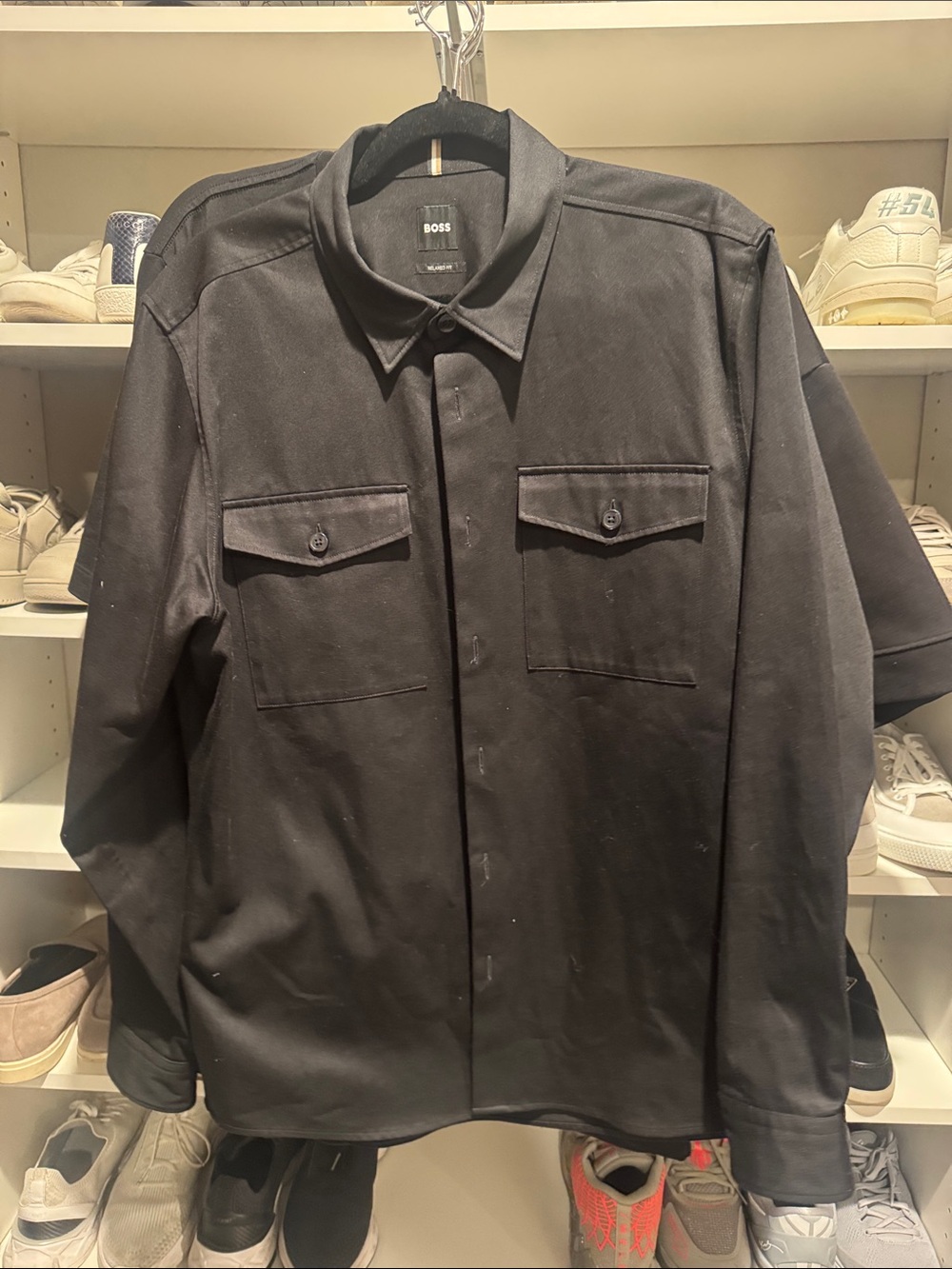BOSS Men's Black Lightweight Shirt Jacket
